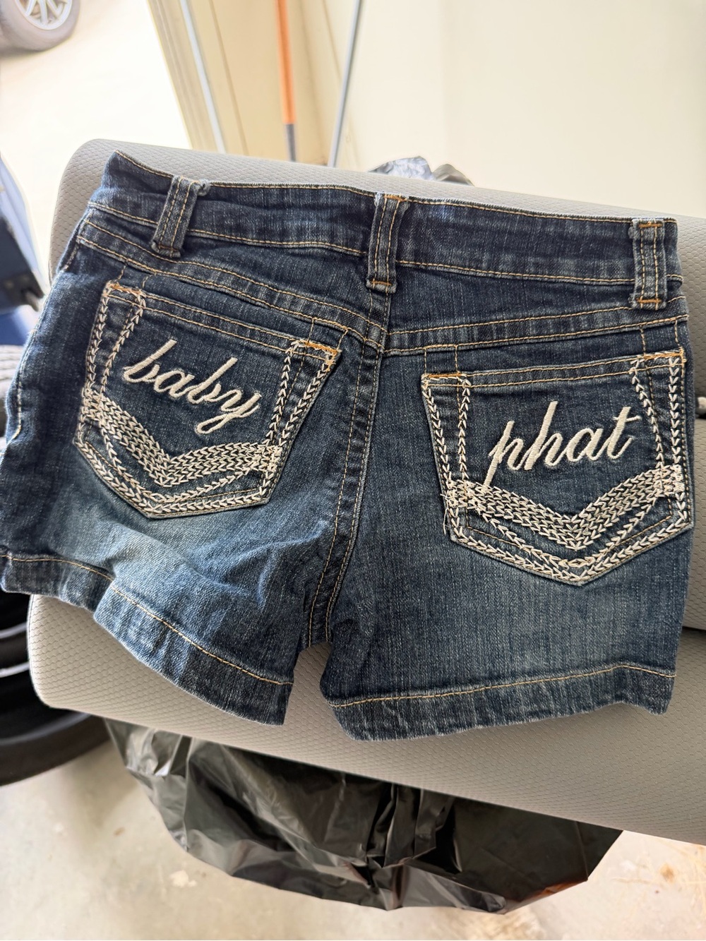 Baby Phat Dark Blue Embroidered Denim Shorts
